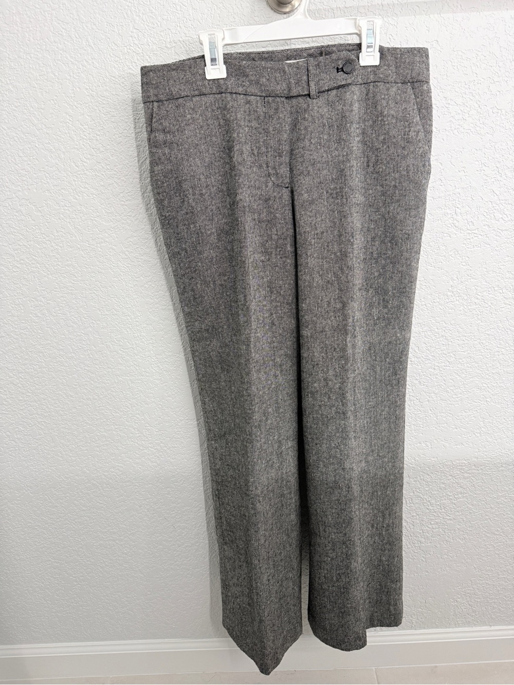 Calvin Klein Gray Wool-Blend Straight-Leg Trousers